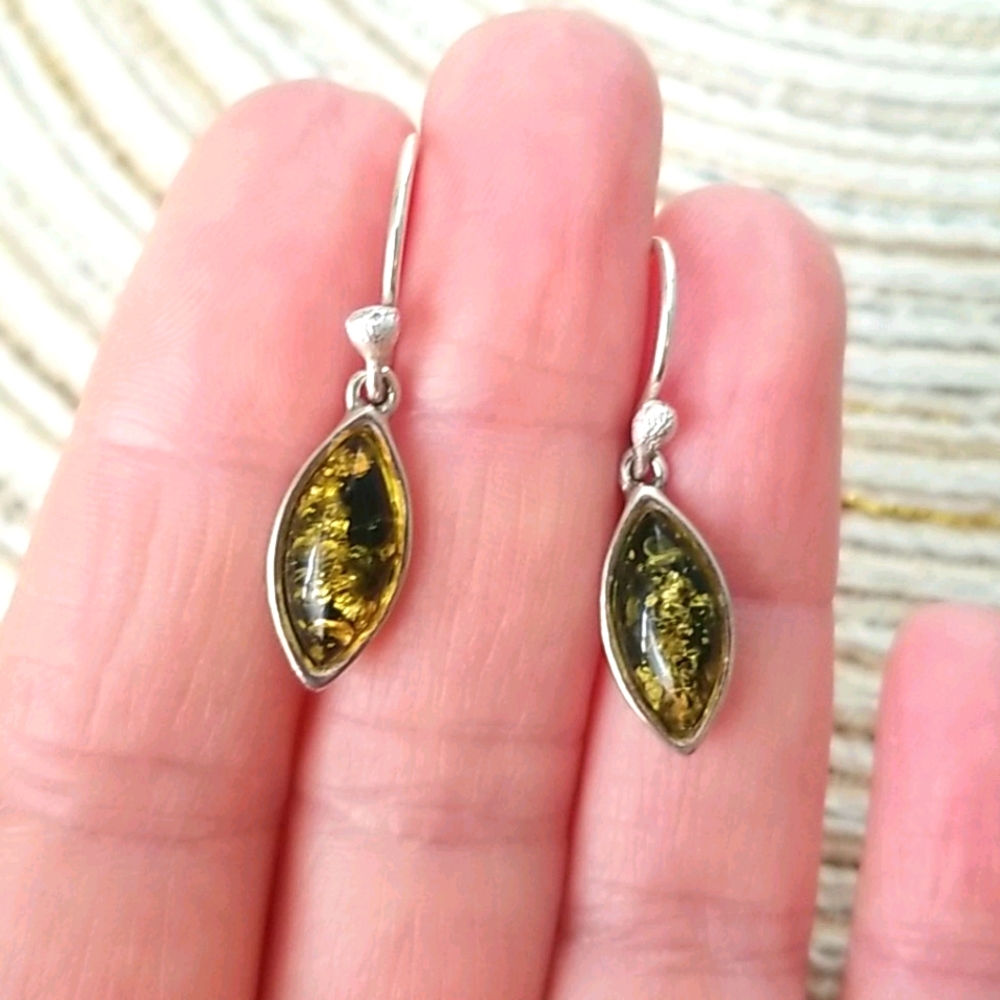Authentic green amber earrings